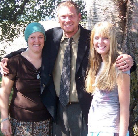 picture of author with daughter and friend from 2009 during chemotherapy
